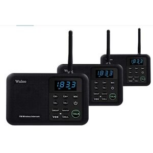 Wuloo FM Wireless Intercom System 3PK Stations 22 Channel LCD Display VOX